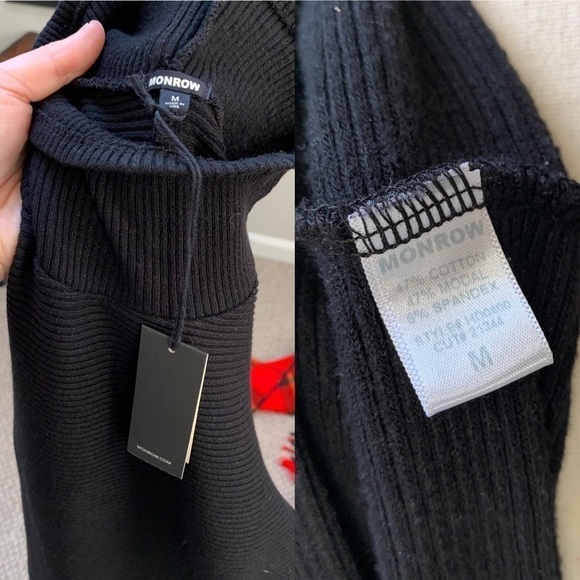 Monrow Rib Knit Mockneck Tunic Top NWT - Picture 7 of 9